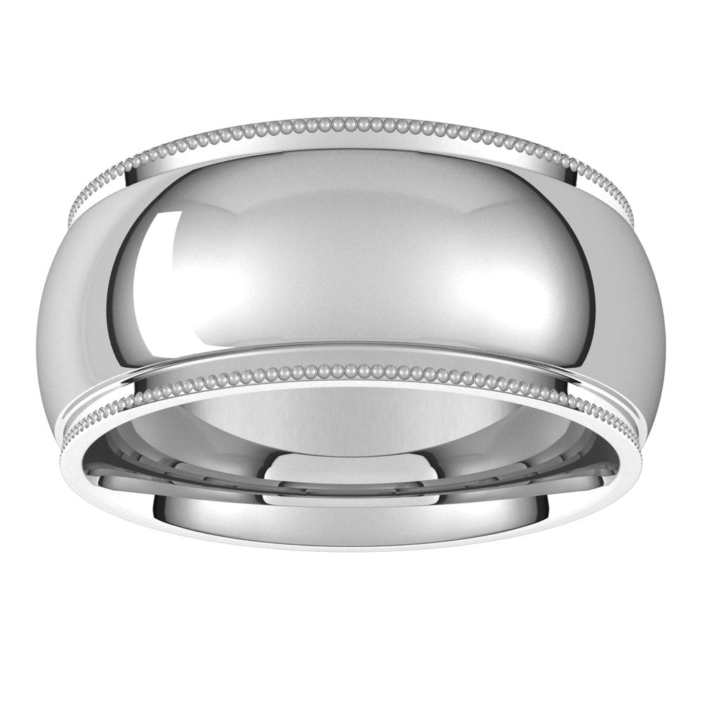 Sterling Silver 9 mm Milgrain Stepped-Edge Comfort-Fit Half Round Band Size 5