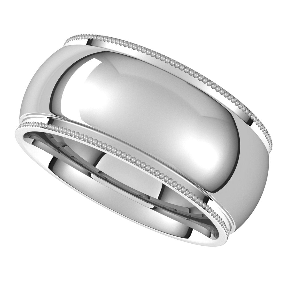 Sterling Silver 9 mm Milgrain Stepped-Edge Comfort-Fit Half Round Band Size 5