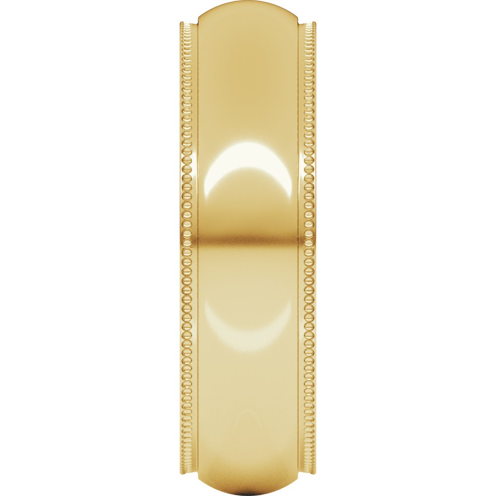 14K Yellow 6 mm Milgrain Stepped-Edge Comfort-Fit Half Round Band Size 9.5
