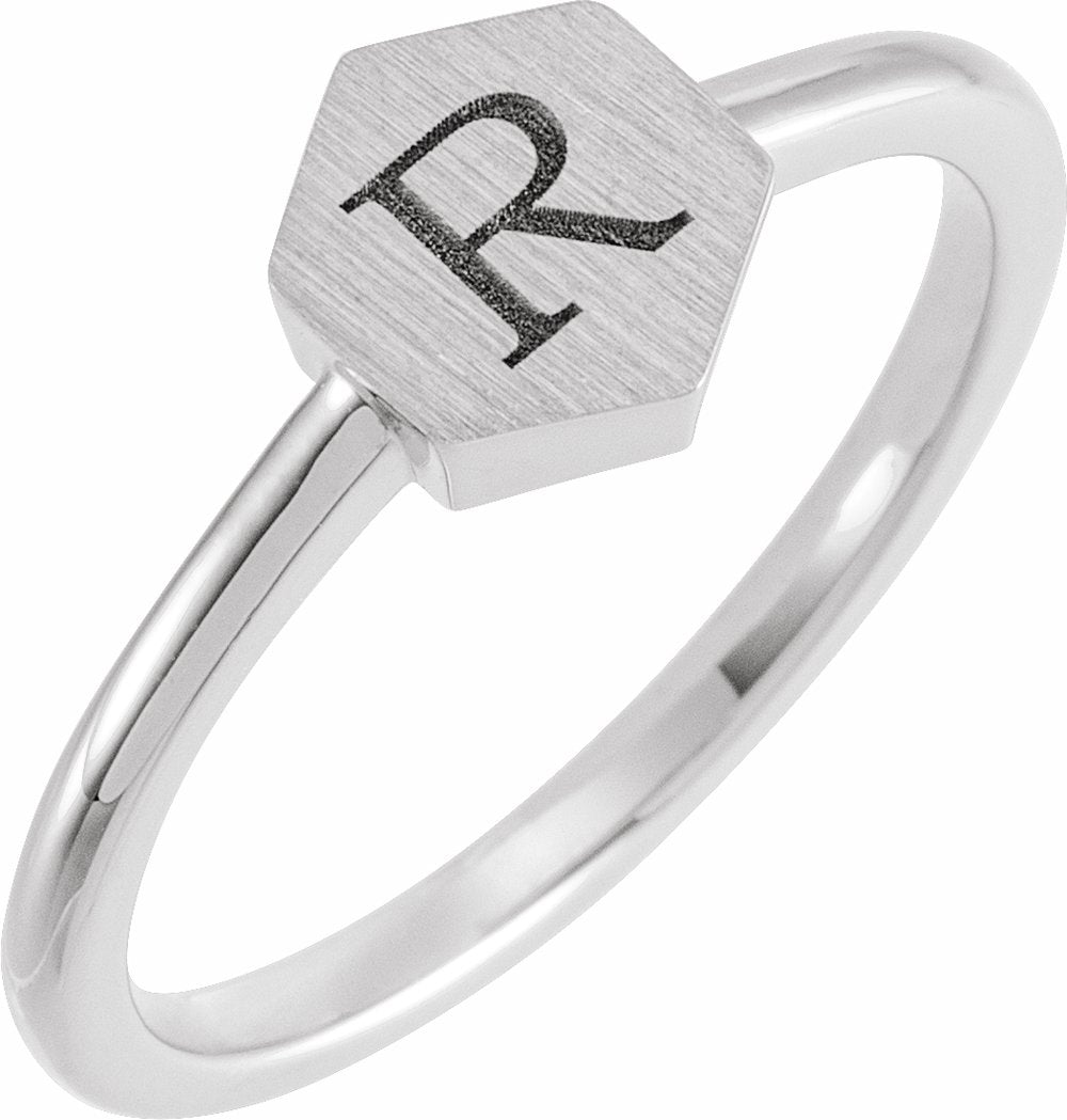 Sterling Silver 9.5x8 mm Geometric Signet Ring