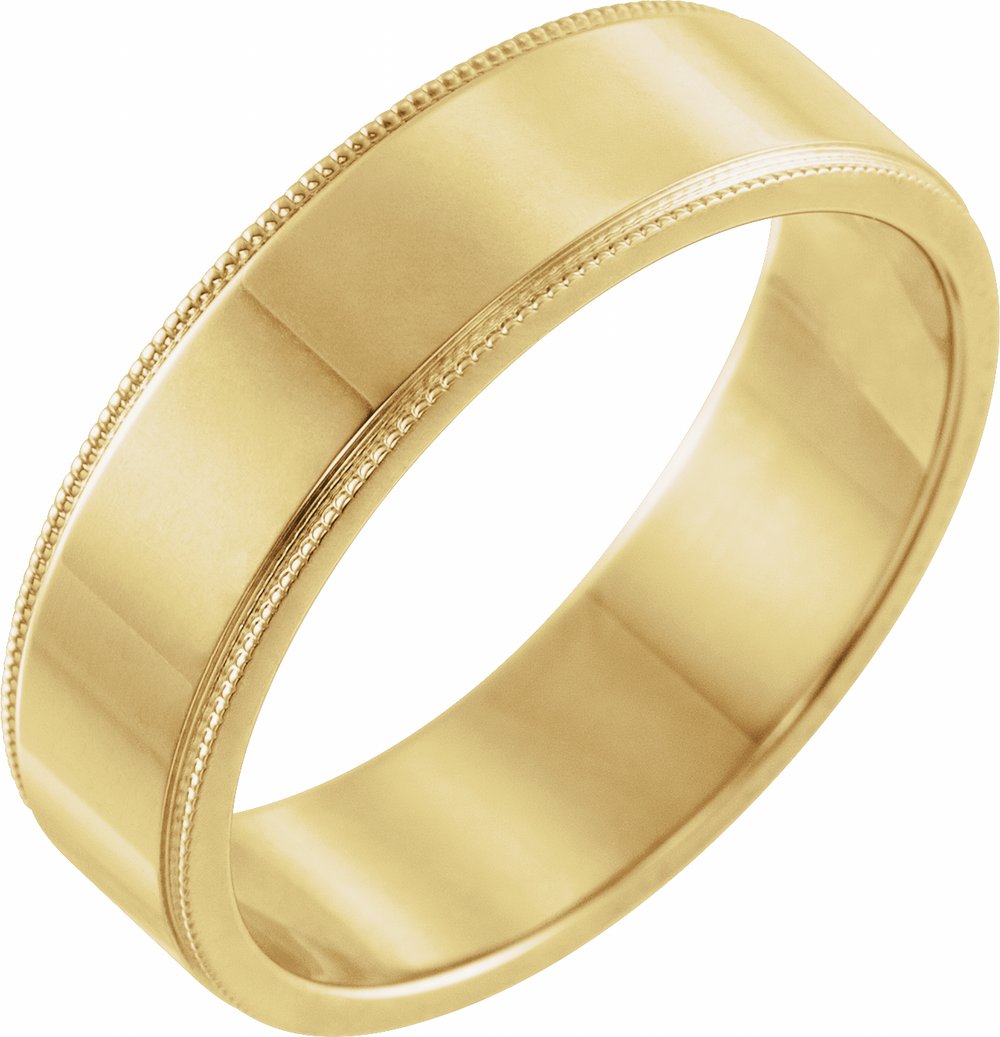 14K Yellow Gold 6 mm Milgrain Flat Band Size 10