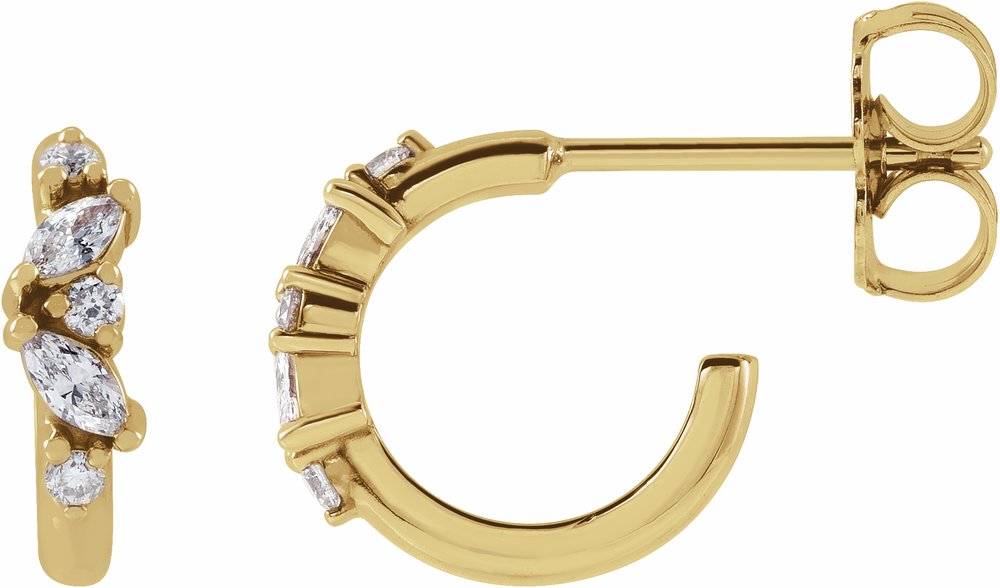 14K Yellow Gold 1/6 CTW Natural Diamond Huggie Earrings