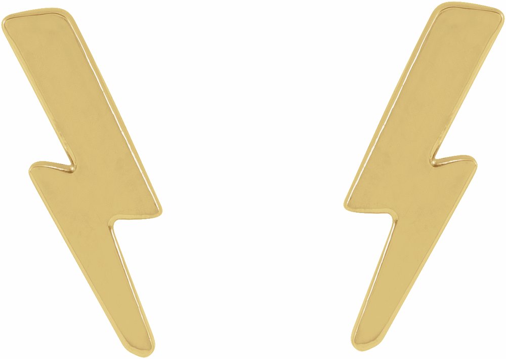 14K Yellow Tiny Lightning Bolt Earrings