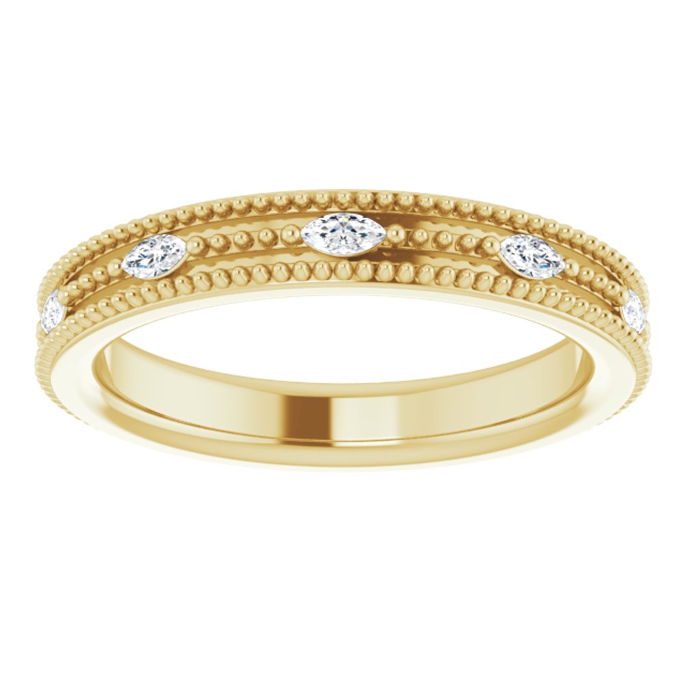 14K Yellow Gold 1/3 CTW Natural Diamond Beaded Band Size 7
