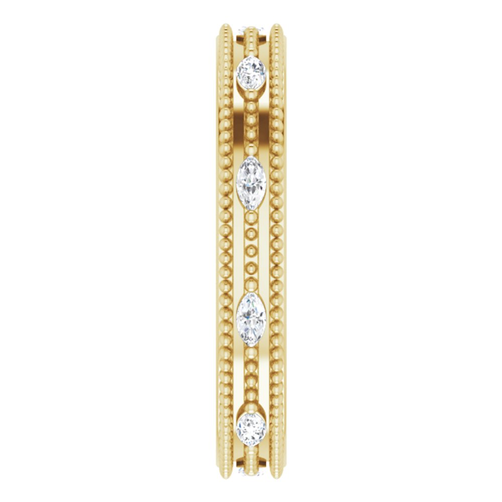 14K Yellow Gold 1/3 CTW Natural Diamond Beaded Band Size 7
