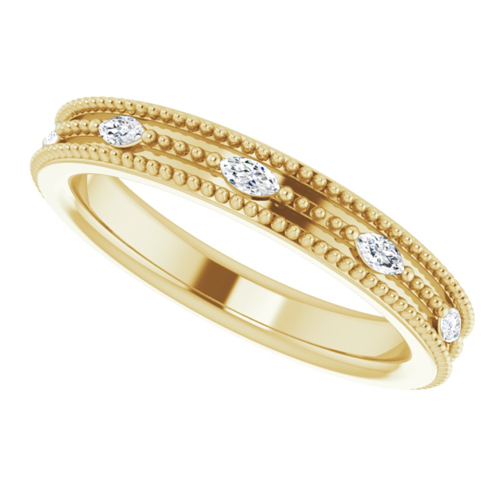 14K Yellow Gold 1/3 CTW Natural Diamond Beaded Band Size 7