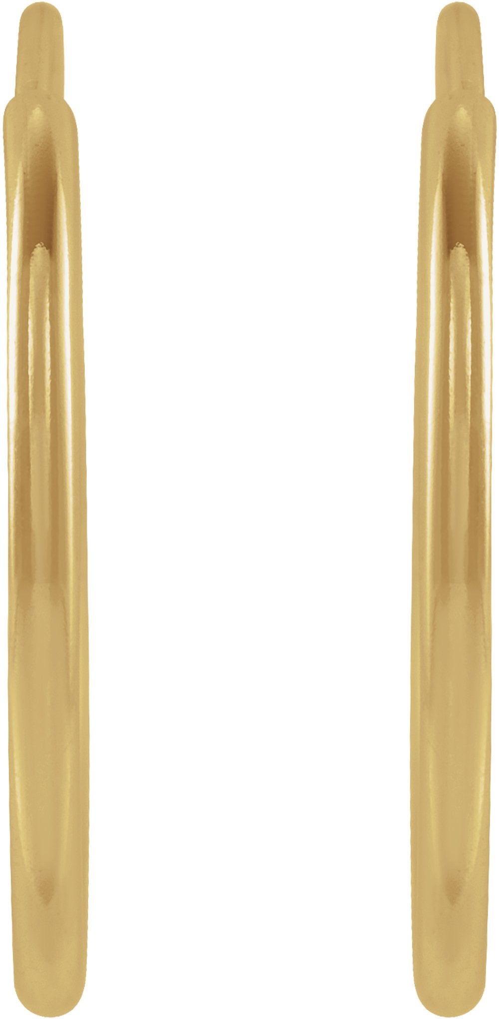 14K Yellow Gold Flexible Endless Tube 15 mm Hoop Earrings