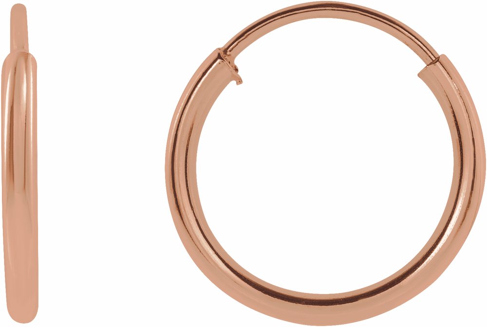 14K Rose Gold Flexible Endless Tube 10 mm Hoop Earrings
