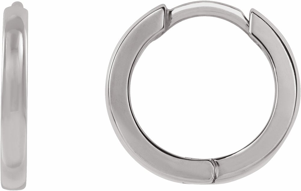 14K White Gold Hinged 10 mm Hoop Earrings