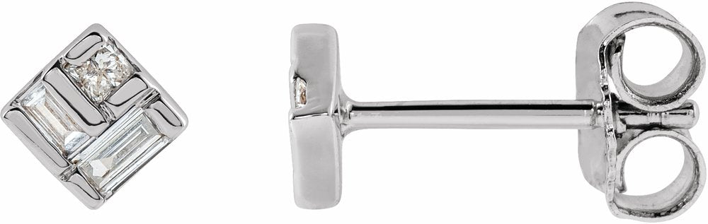 14K White Gold 1/6 CTW Natural Diamond Geometric Earrings