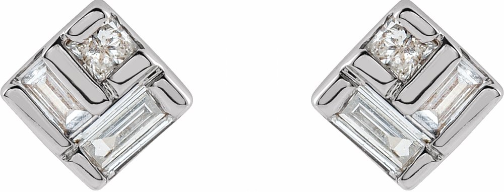 14K White Gold 1/6 CTW Natural Diamond Geometric Earrings