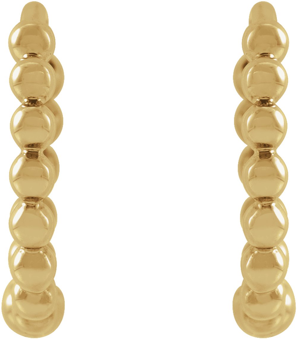 14K Yellow Beaded 11 mm Hoop Earrings