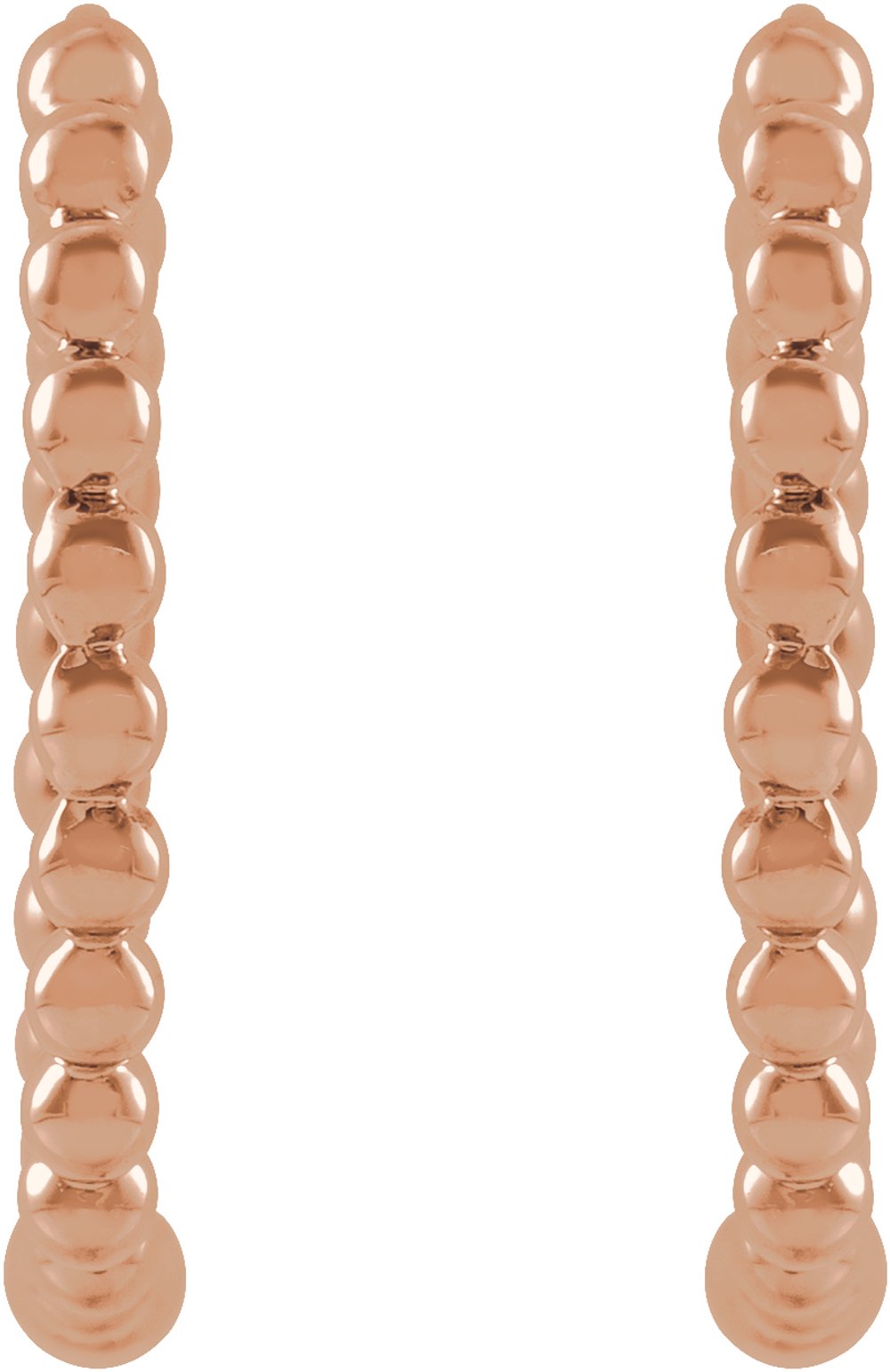 14K Rose Gold Beaded 15 mm Hoop Earrings