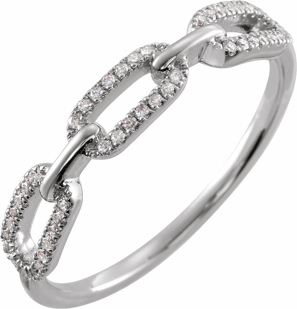 14K White Gold 1/6 CTW Natural Diamond Chain Link Ring