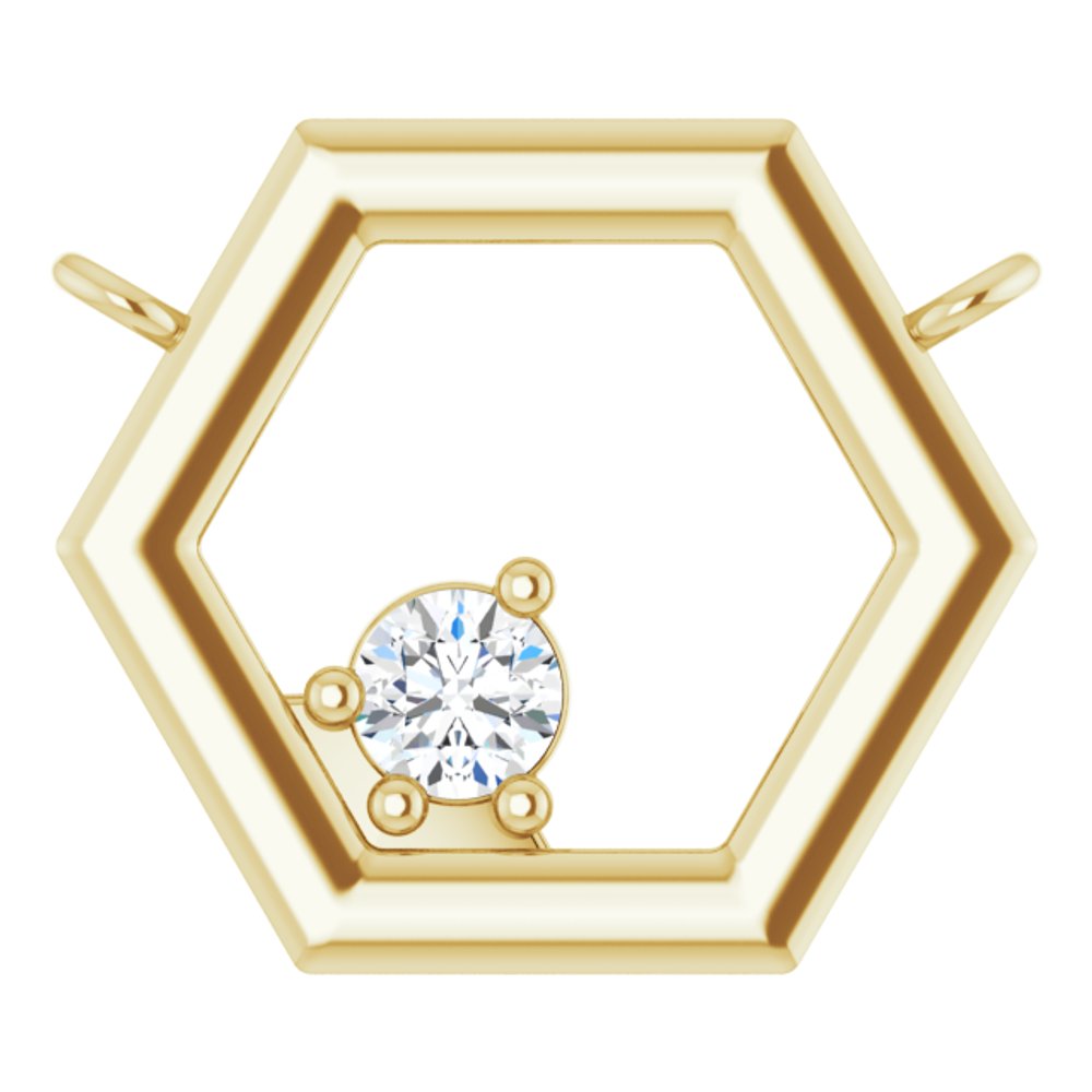 14K Yellow .06 CT Natural Diamond Honeycomb Necklace Center