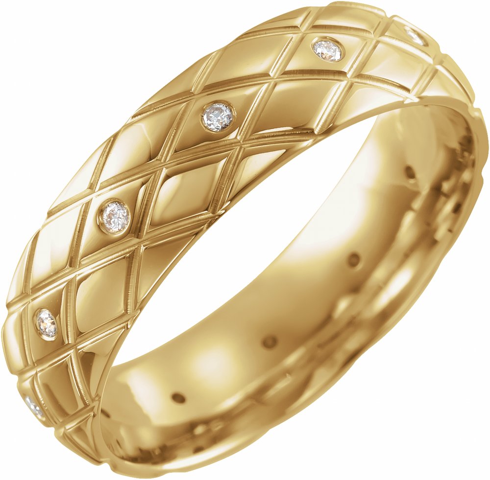 14K Yellow Gold 1/10 CTW Natural Diamond Comfort-Fit 6 mm Half Round Band Size 10