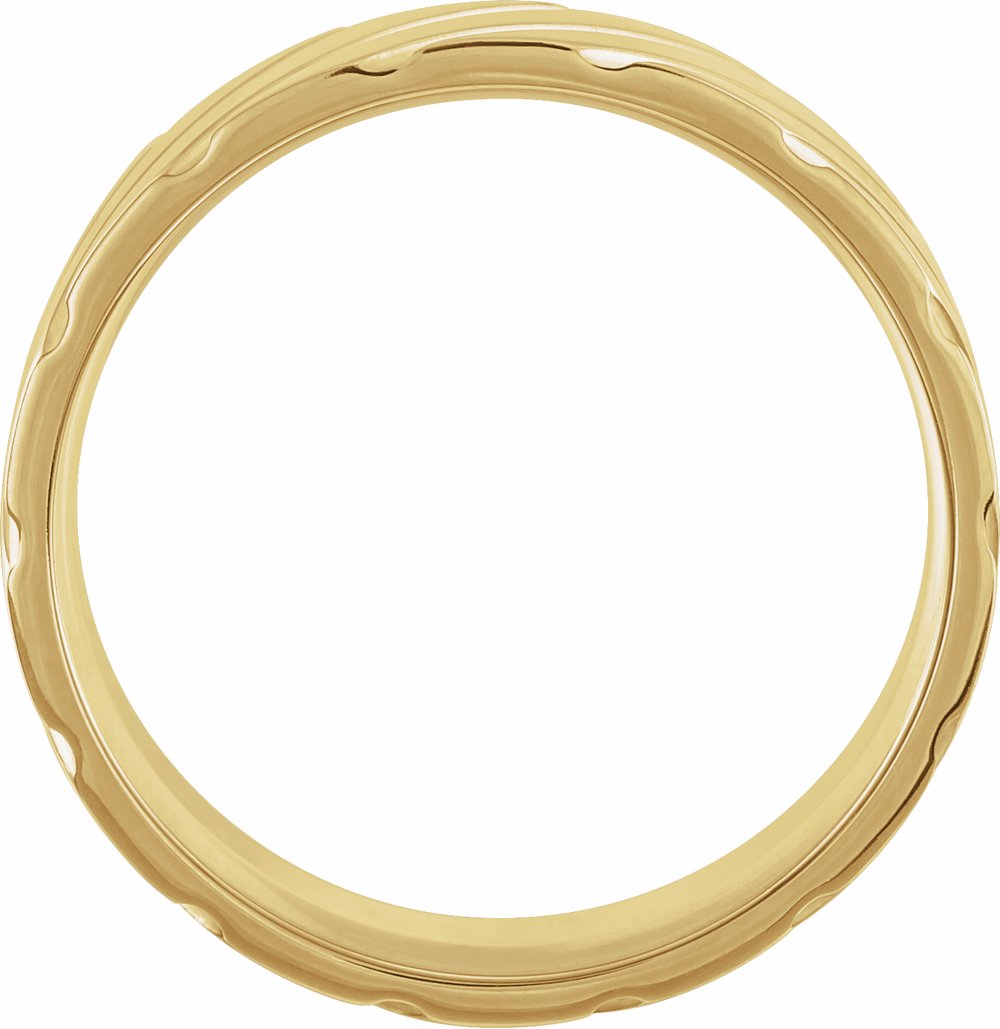 14K Yellow 8 mm Diagonal Grooved Comfort-Fit Flat Band Size 6.5