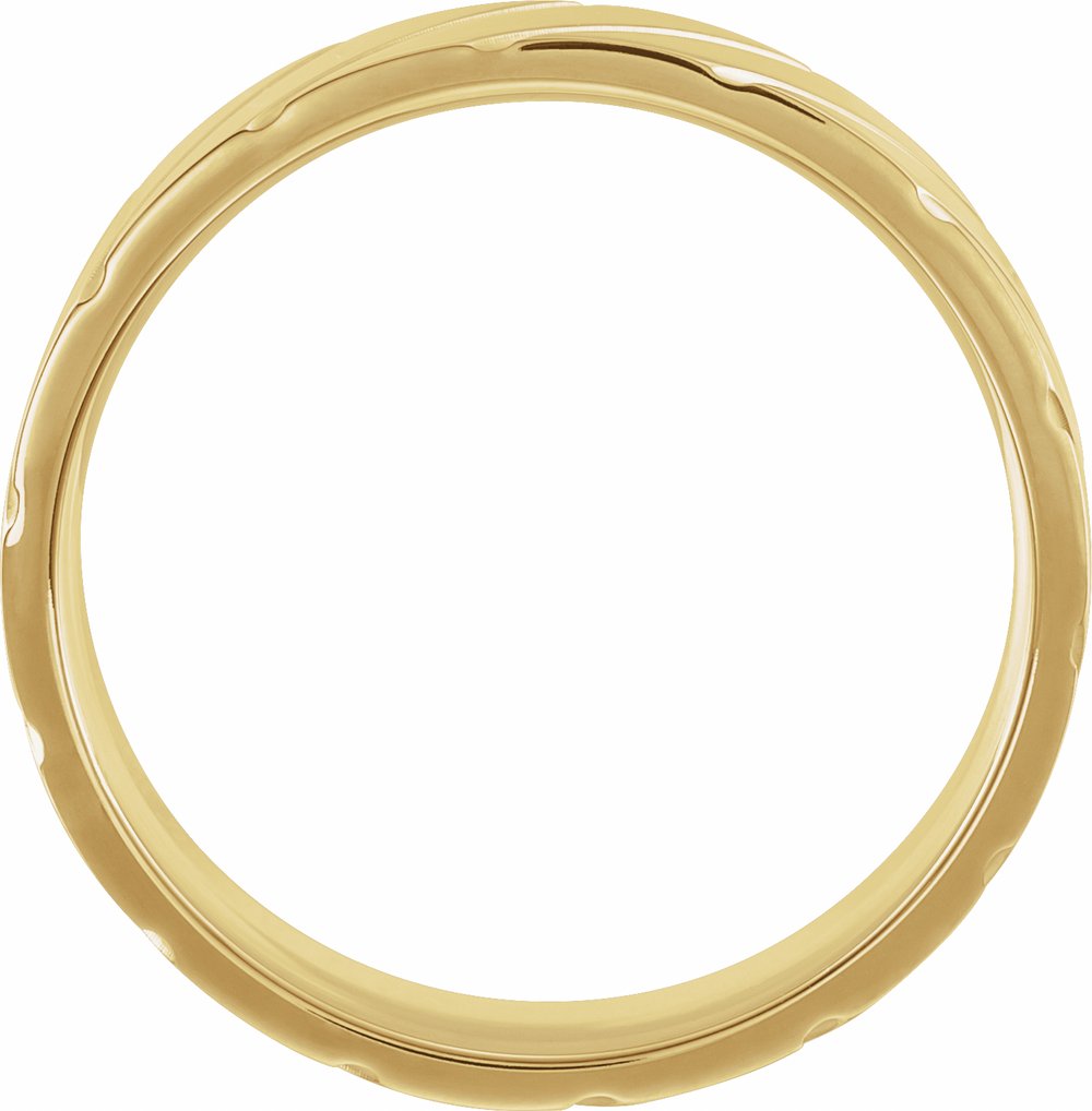 14K Yellow 5 mm Diagonal Grooved Comfort-Fit Flat Band Size 10