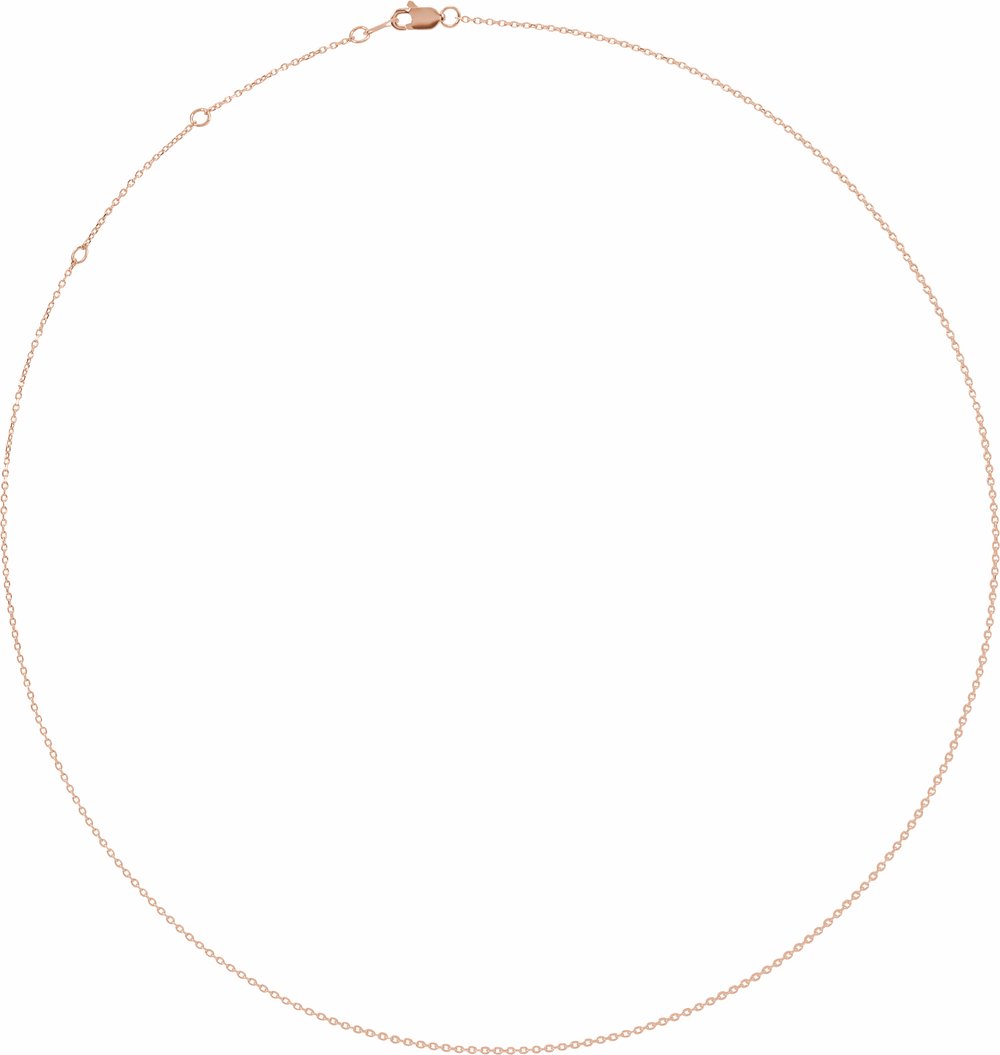 14K Rose Gold 1 mm Adjustable Diamond-Cut Cable 16-18" Chain