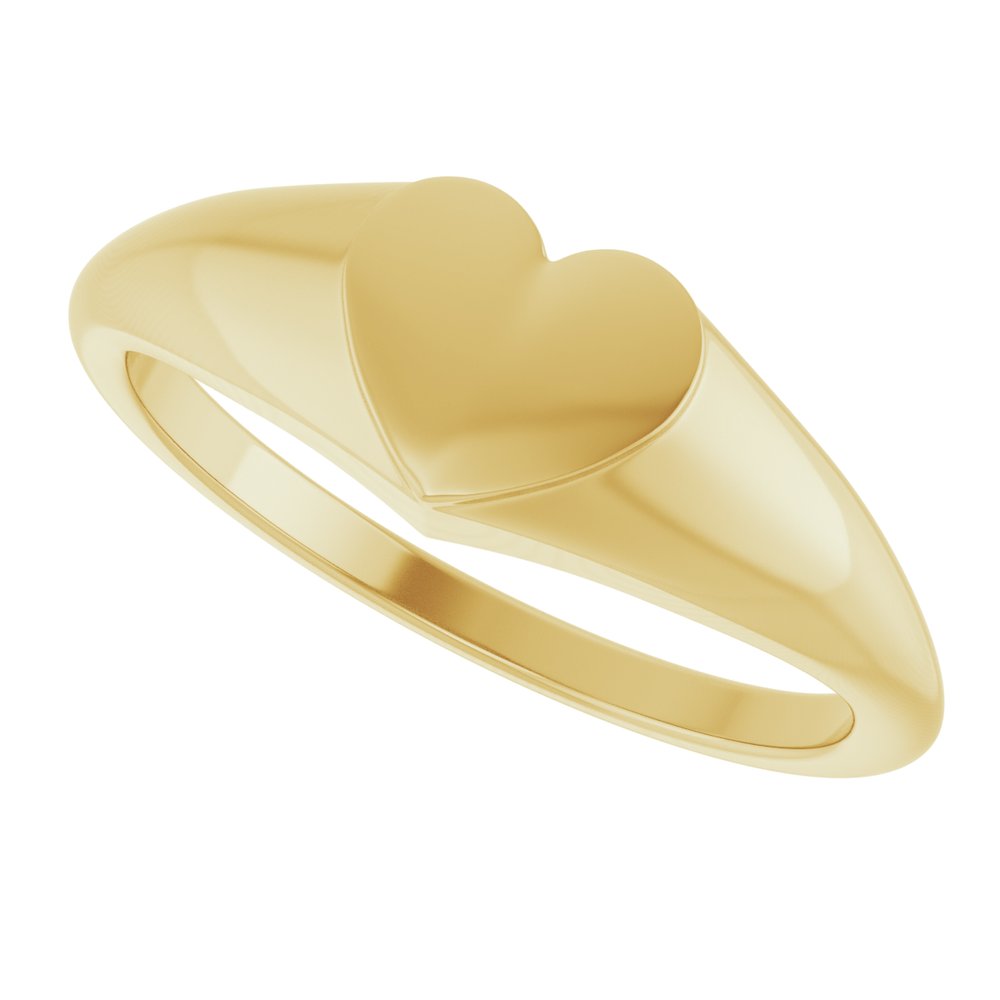 10K Yellow Gold Heart Signet Ring