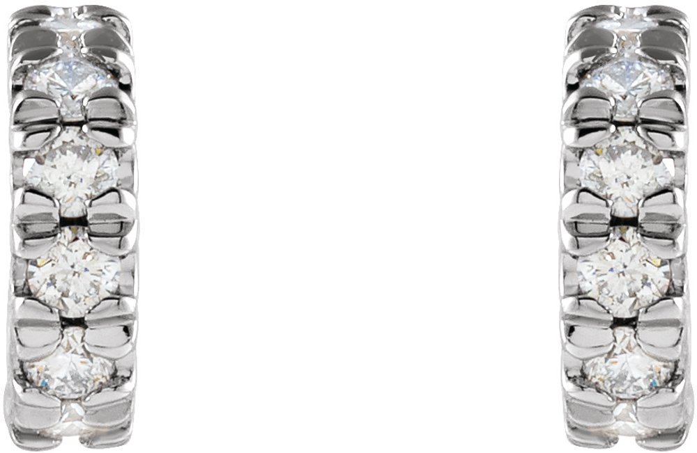14K White Gold 1/4 CTW Lab-Grown Diamond French-Set Huggie Hoop Earrings