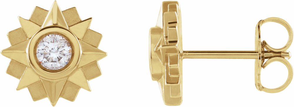 14K Yellow Gold 1/3 CTW Natural Diamond Sun Earrings
