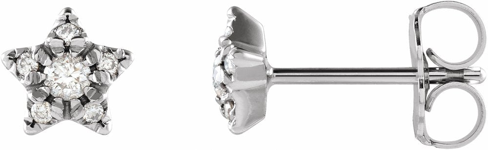 14K White Gold 1/10 CTW Natural Diamond Star Earrings