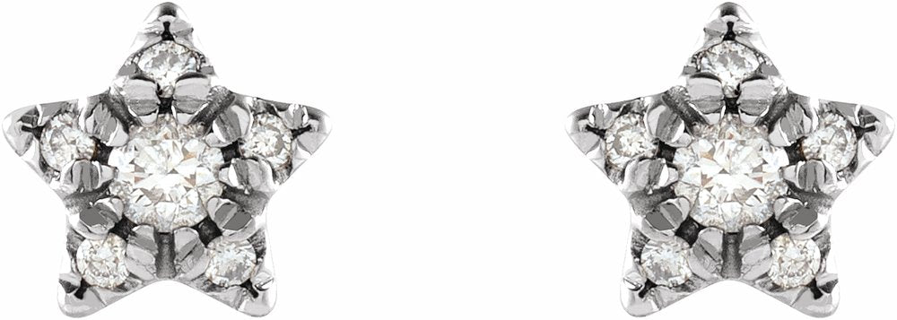 14K White Gold 1/10 CTW Natural Diamond Star Earrings