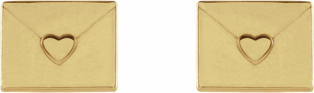 14K Yellow Gold Heart Envelope Earrings