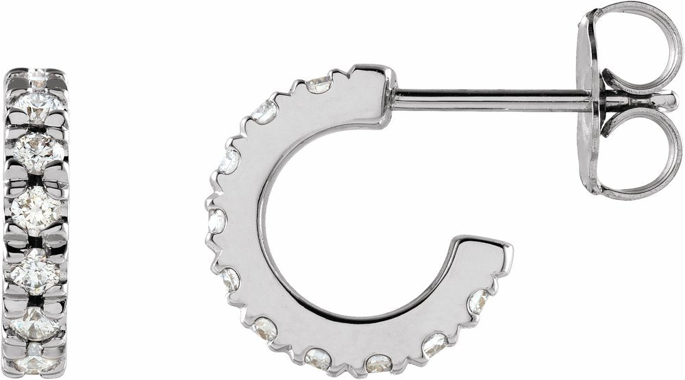 14K White Gold 1/3 CTW Lab-Grown Diamond French-Set 10 mm Huggie Hoop Earrings