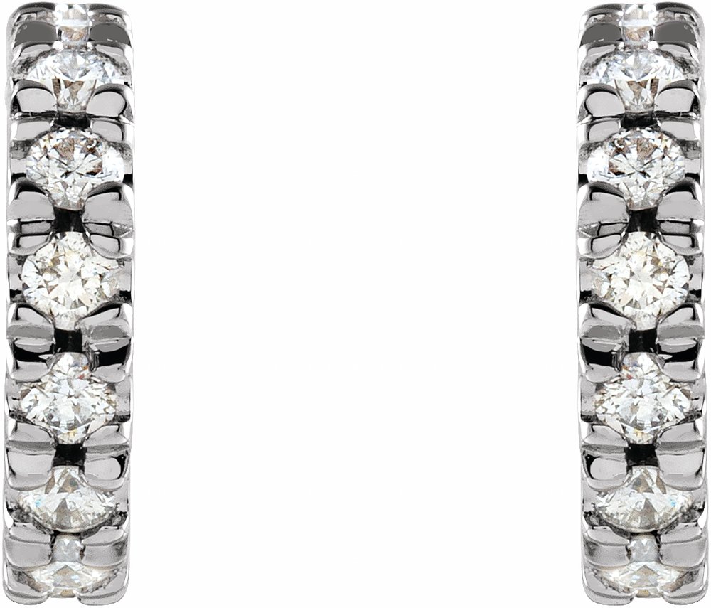 14K White 1/3 CTW Natural Diamond French-Set 10 mm Huggie Hoop Earrings