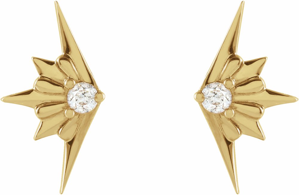 14K Yellow Gold .03 CTW Natural Diamond Starburst Earrings