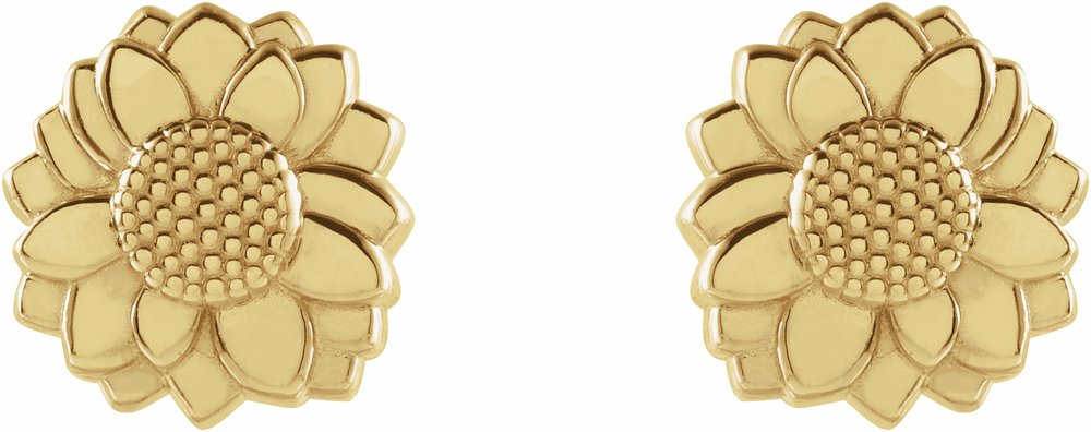 14K Yellow Tiny Sunflower Earrings