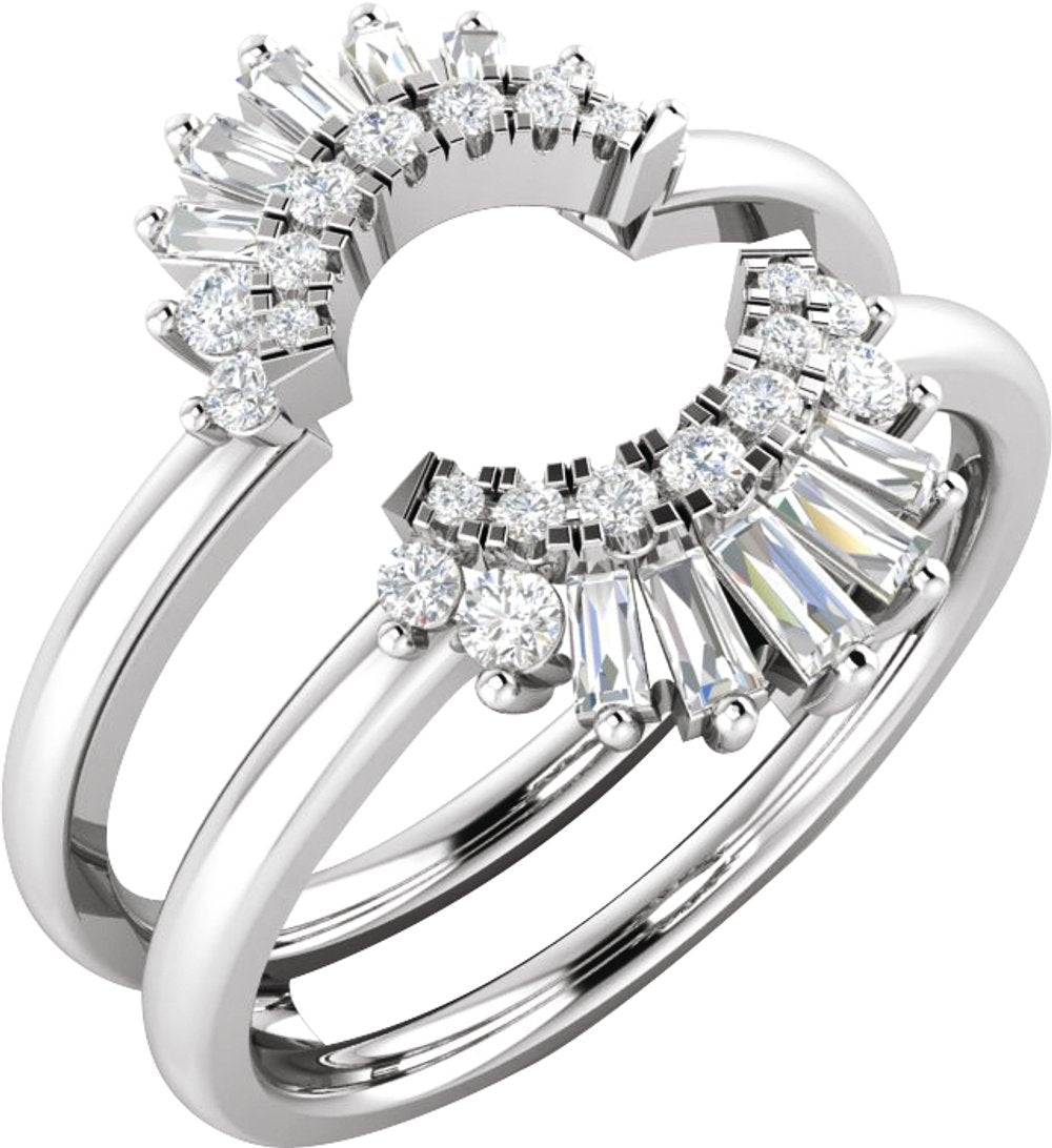 14K White Gold 1/2 CTW Natural Diamond Ring Guard