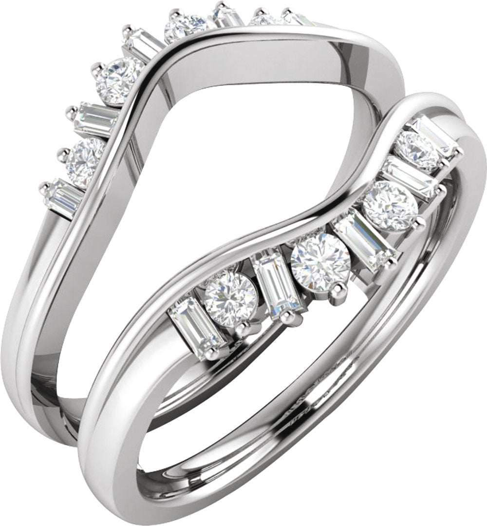 14K White Gold 3/8 CTW Natural Diamond Ring Guard