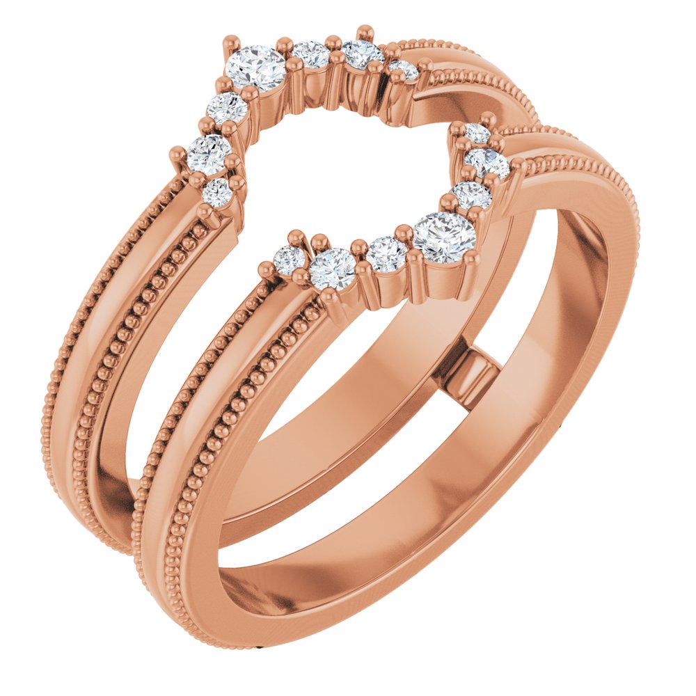 14K Rose Gold 1/6 CTW Natural Diamond Ring Guard