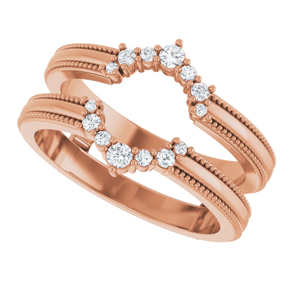 14K Rose Gold 1/6 CTW Natural Diamond Ring Guard