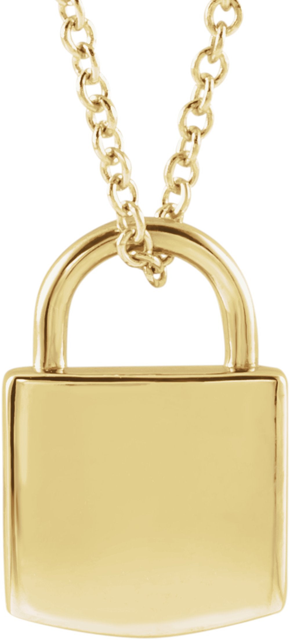 14K Yellow Gold Engravable Lock 16-18" Necklace
