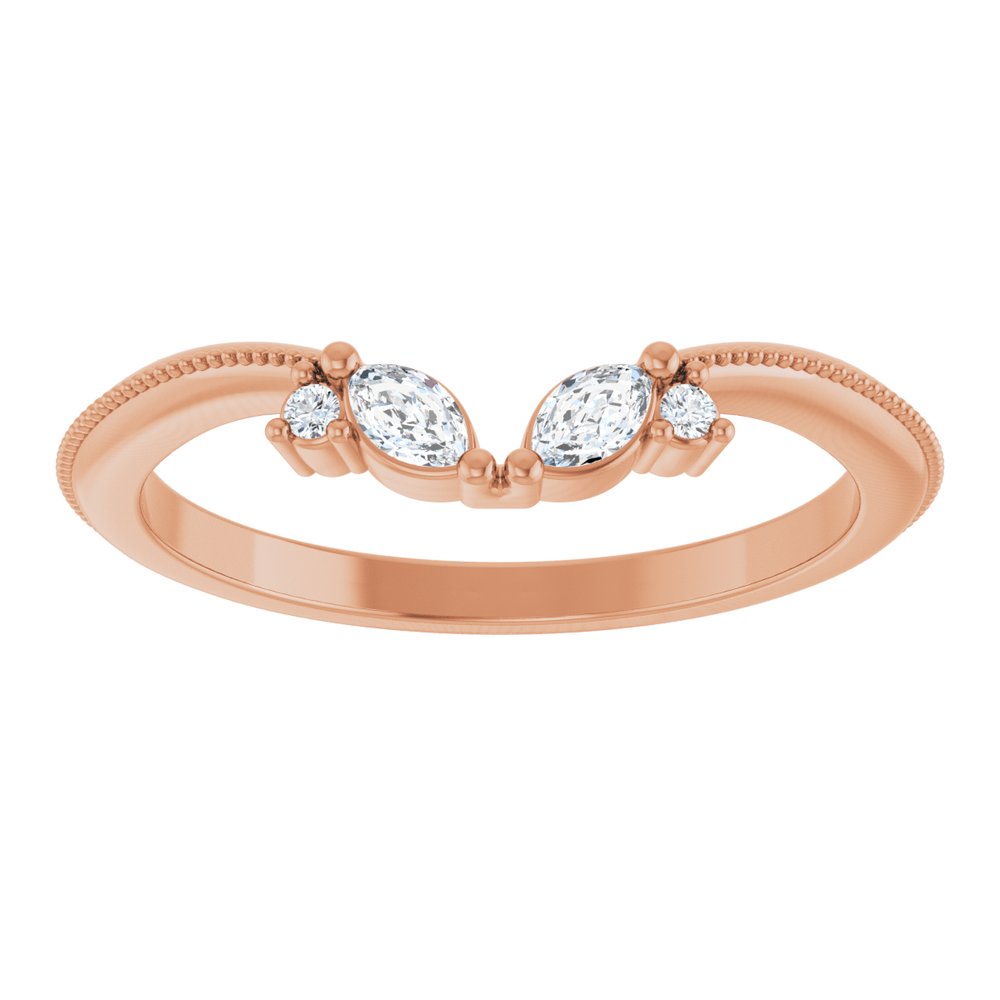 14K Rose 1/8 CTW Natural Diamond Contour Band