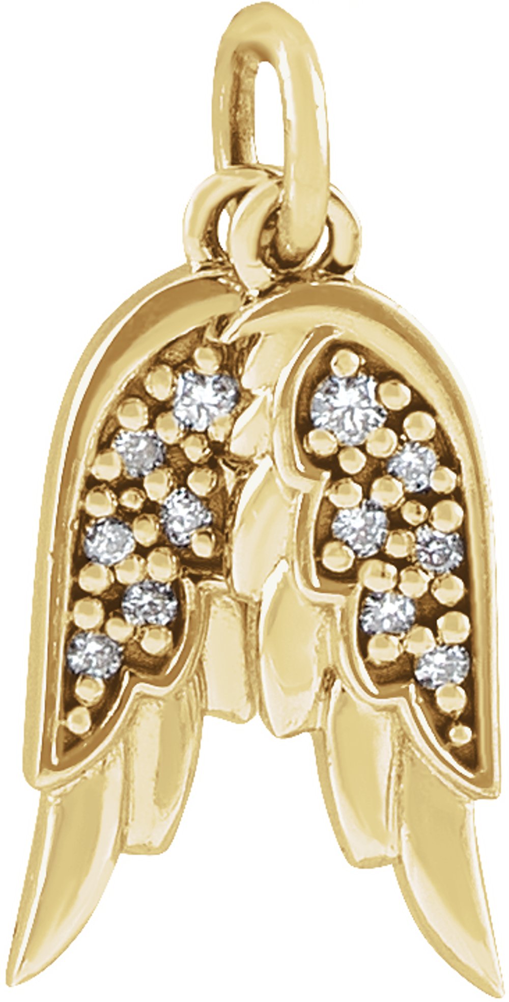 14K Yellow Gold .03 CTW Natural Diamond Angel Wings Pendant