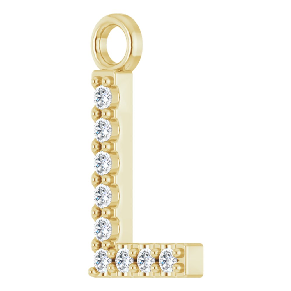 14K Yellow .03 CTW Natural Diamond Initial L Dangle