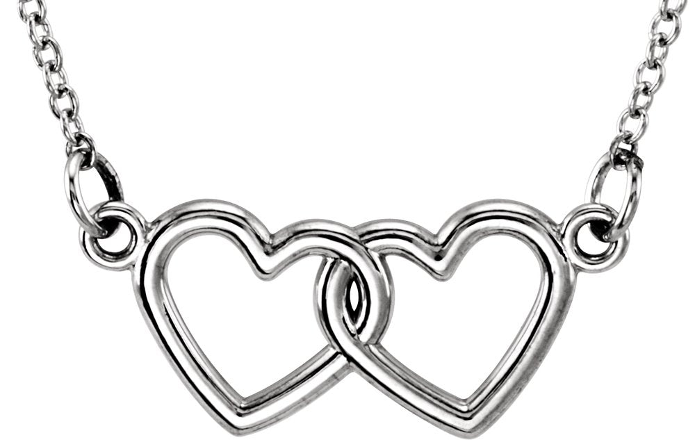 14K White Gold Tiny Posh® Double Heart 16-18" Necklace