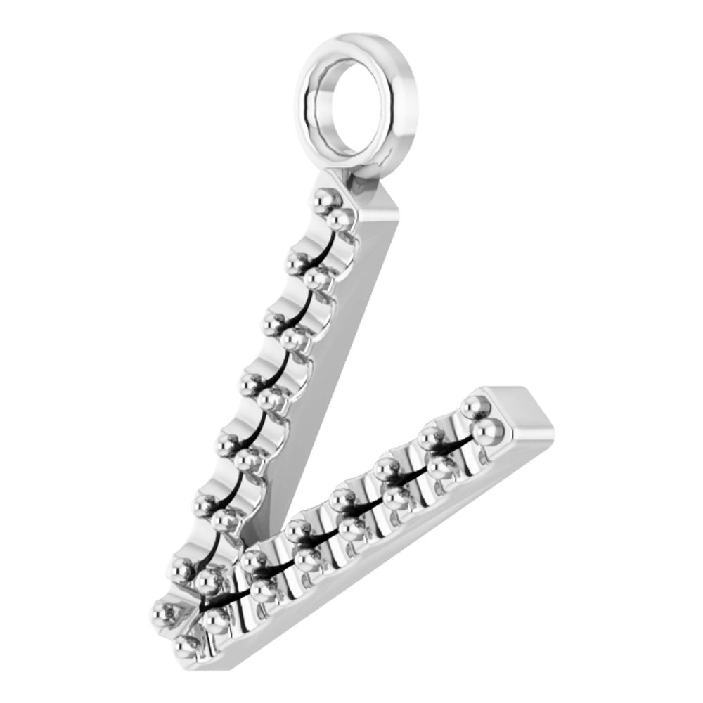 14K White .03 CTW Natural Diamond Initial V Dangle