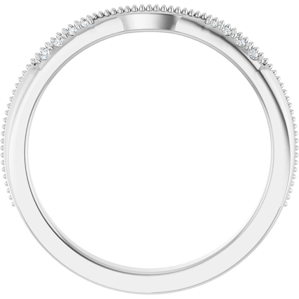 14K White Gold .04 CTW Natural Diamond Milgrain Contour Band