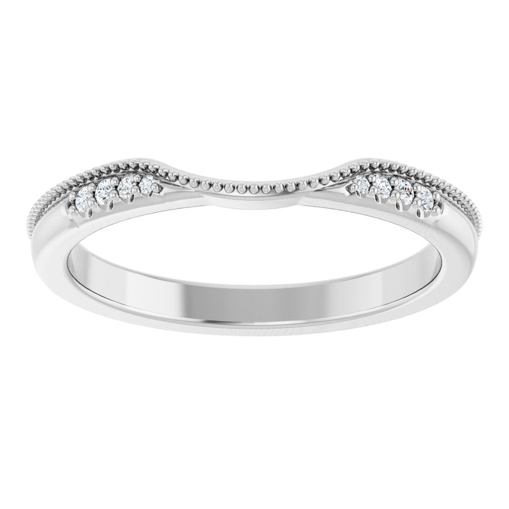 14K White Gold .04 CTW Natural Diamond Milgrain Contour Band