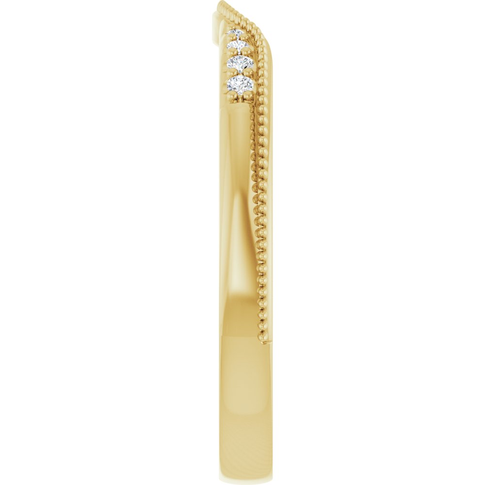 14K Yellow Gold .04 CTW Natural Diamond Milgrain Contour Band
