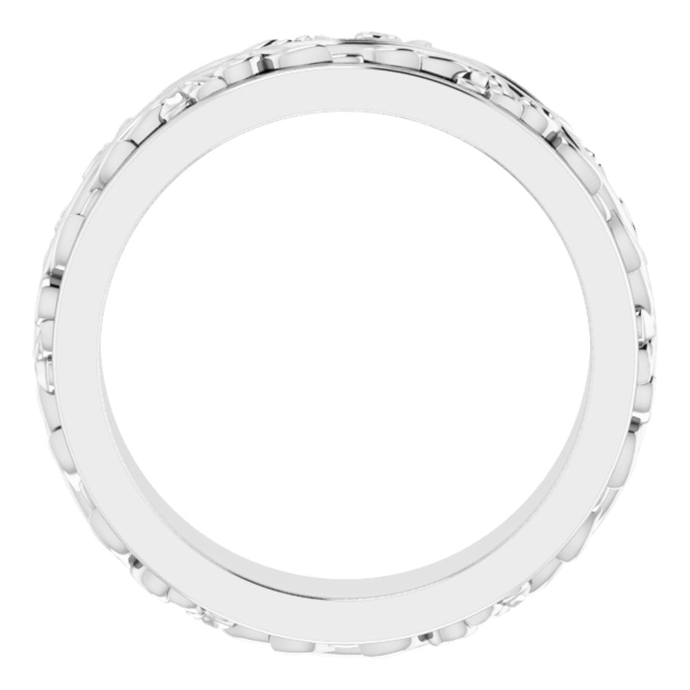 10K White 5 mm Floral Inlay Flat Band