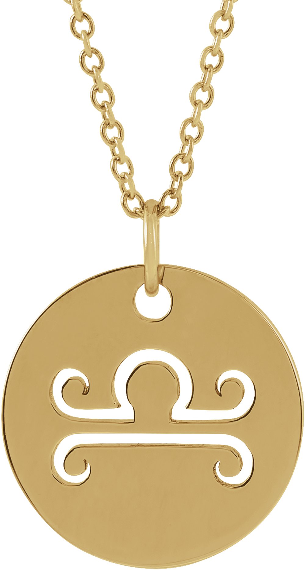 14K Yellow Gold Libra Zodiac Disc 16-18" Necklace