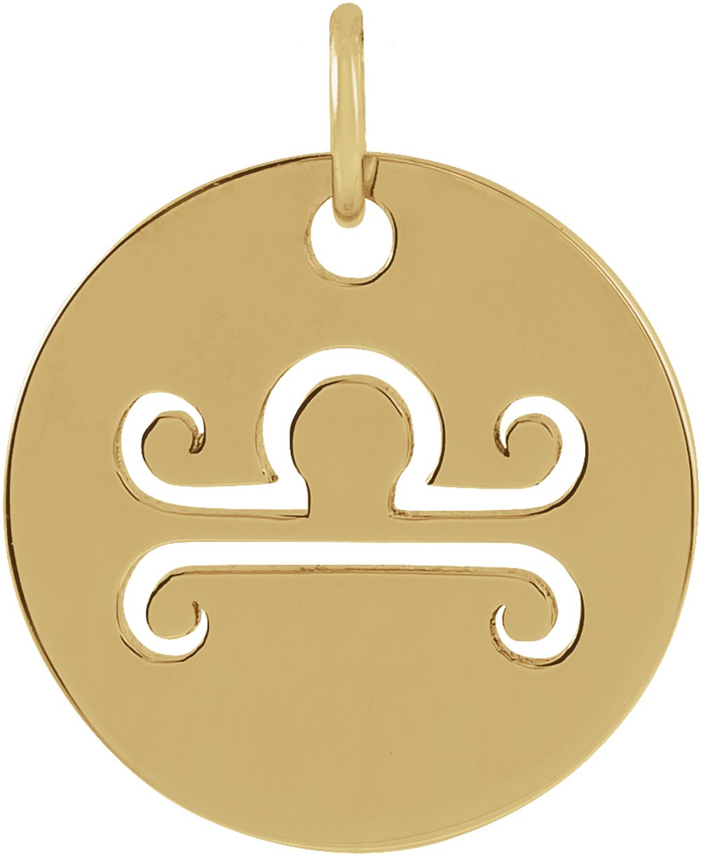 14K Yellow Gold 16.5 mm Libra Zodiac Disc Charm/Pendant
