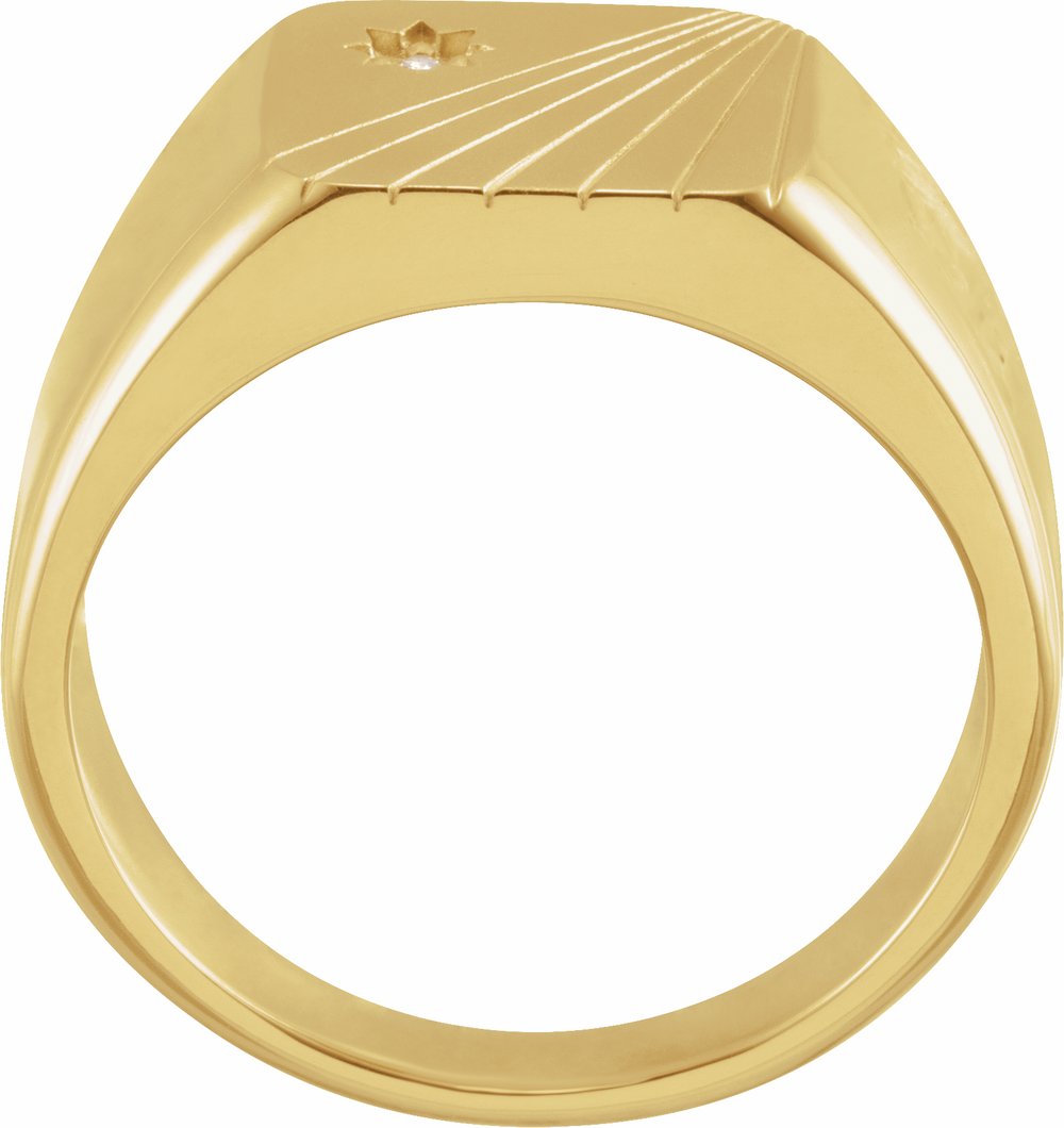 14K Yellow Gold .015 CT Natural Diamond Signet Ring